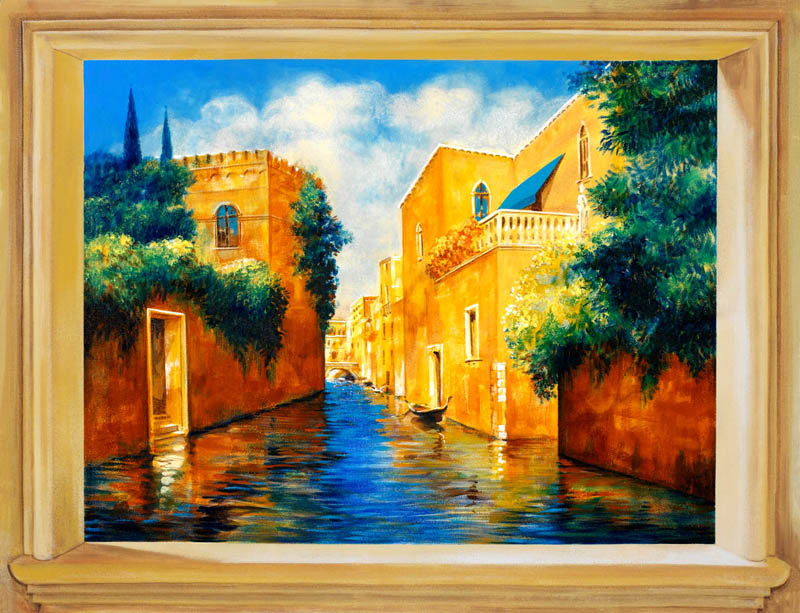 Trompe l'oeil PT 100903 che mostra i canali di Venezia 